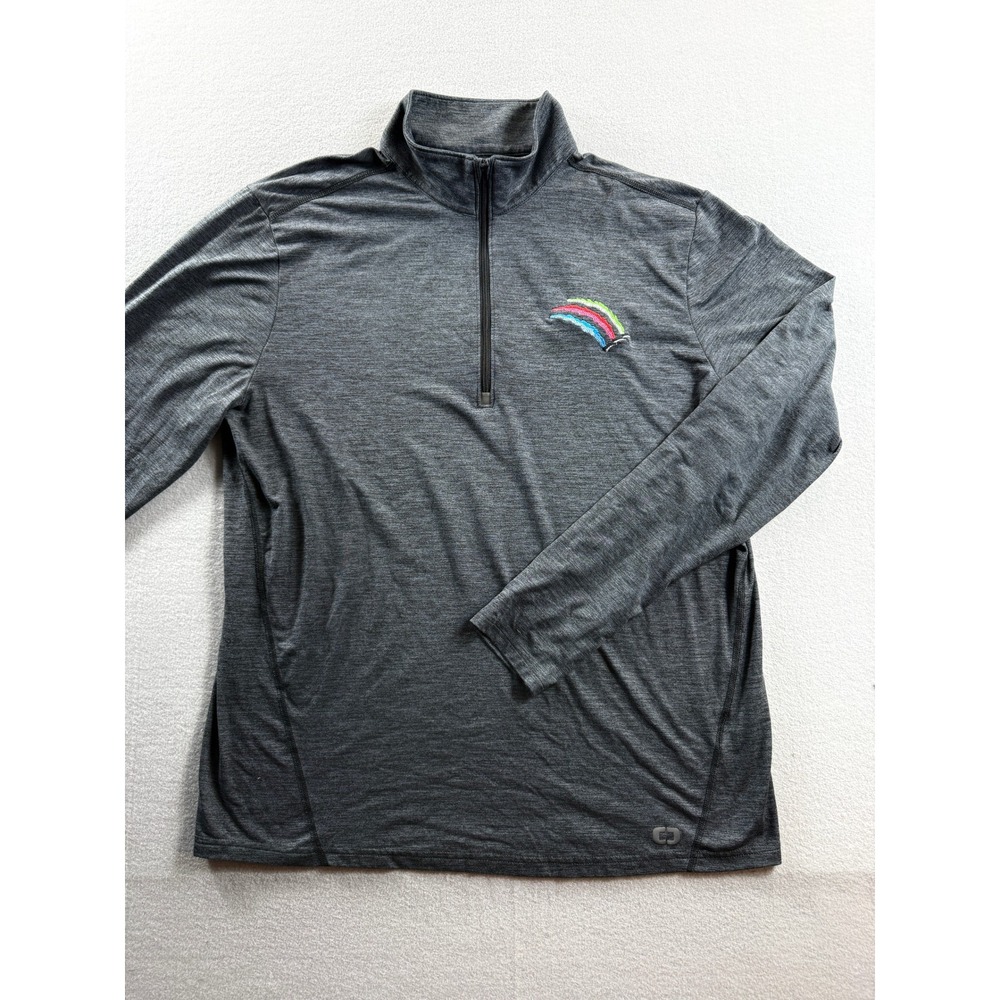 OGIO Pullover Quarter Zip Mens Large Gray Endurance Rainbow Logo